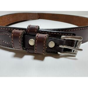 Hanks Belts No Buckle Brown Mechanics Belt Sz 54 Made In USA Utility Workwear